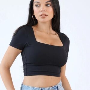 Klassy Network Black Square Neck Crop Top
